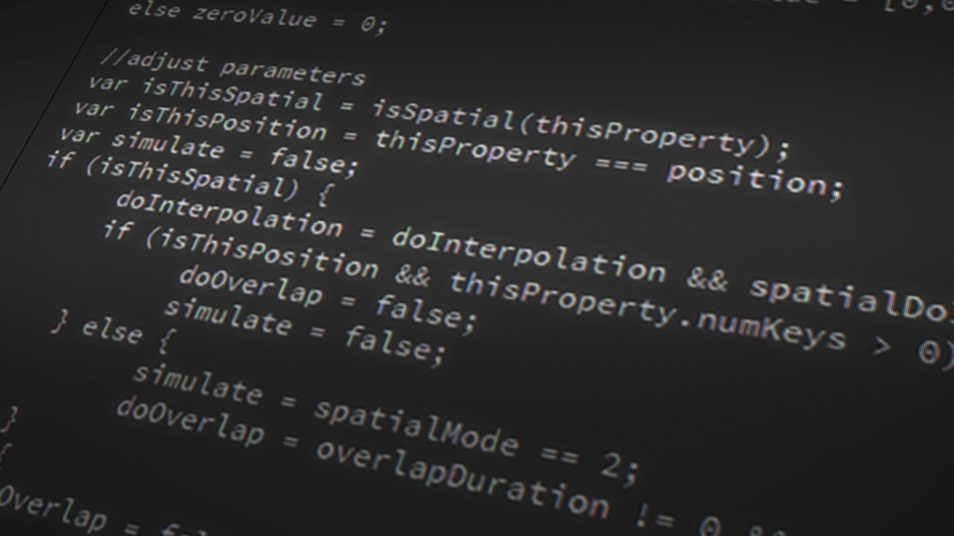 An artistic close up showing partial fragments of After Effects expressions.