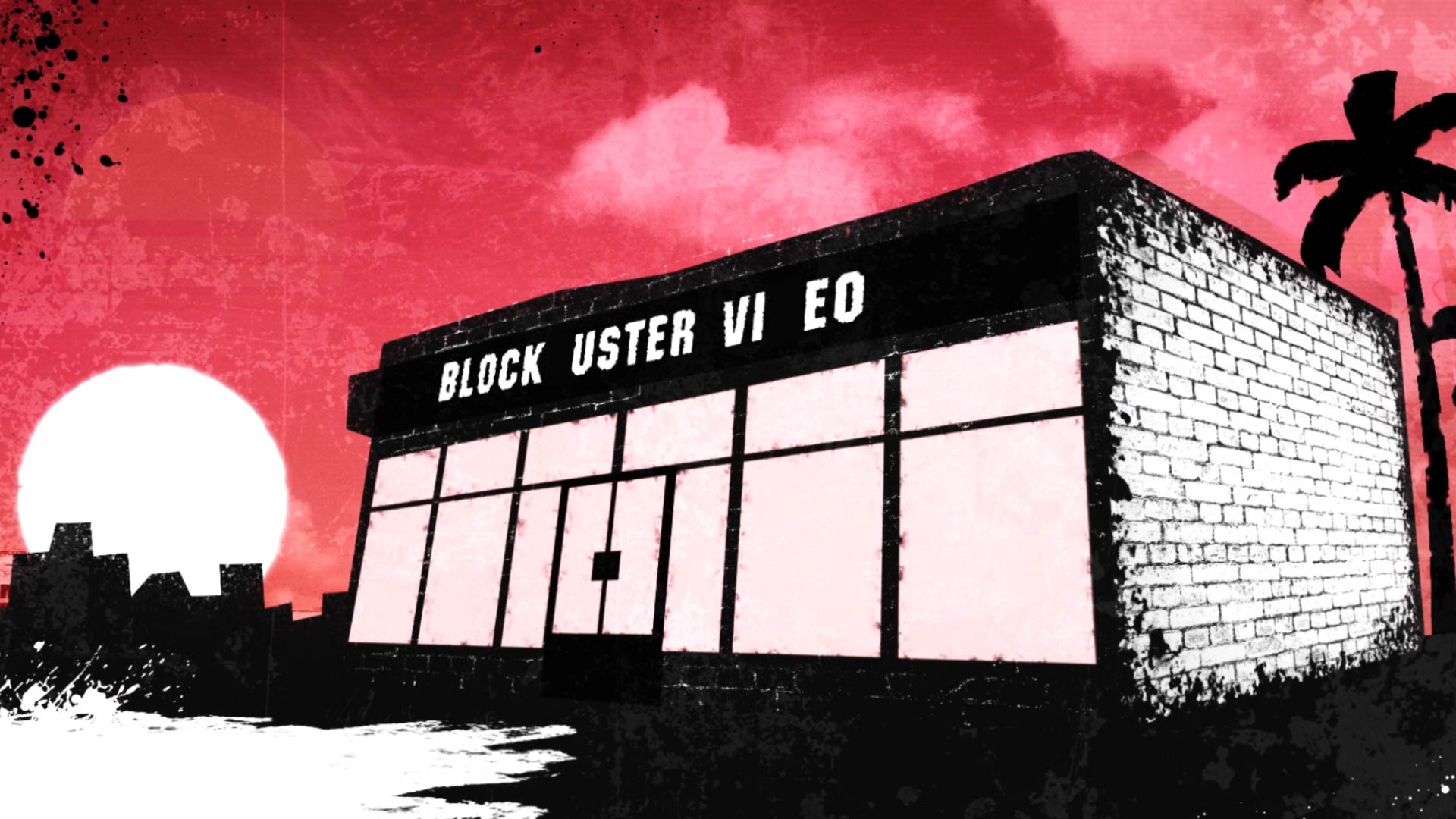 Video still showing a blockbuster in a 00s album cover style.